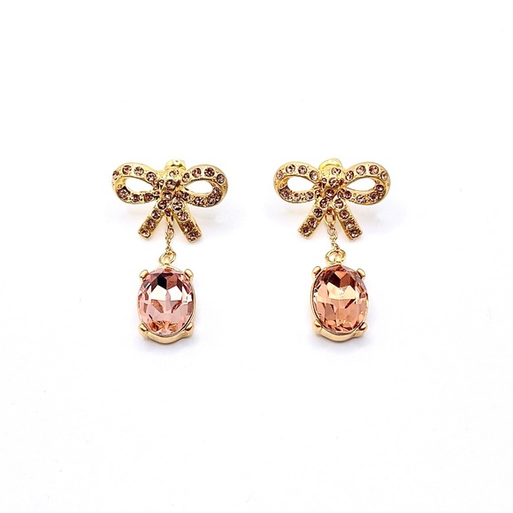 Oscar de la Renta Jewelry - Oscar de la Renta Crystals bow 🎀 Earrings Gold Plate Pink